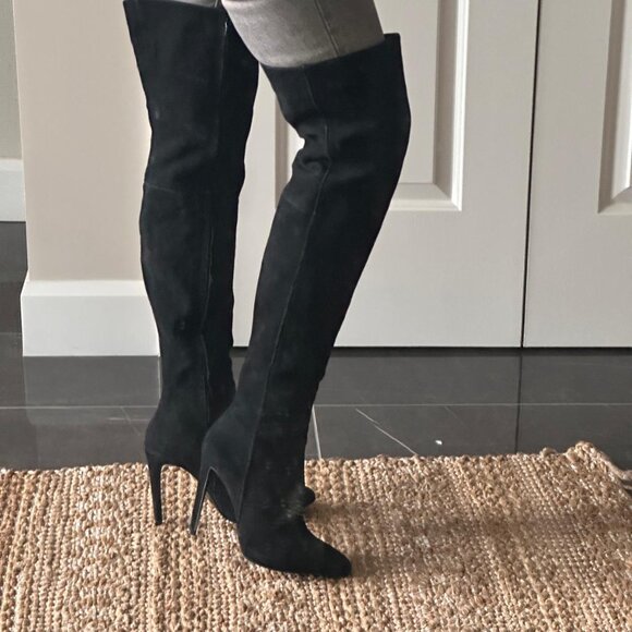 Black Over-the-knee Boots for Women real suede! - Picture 3 of 8